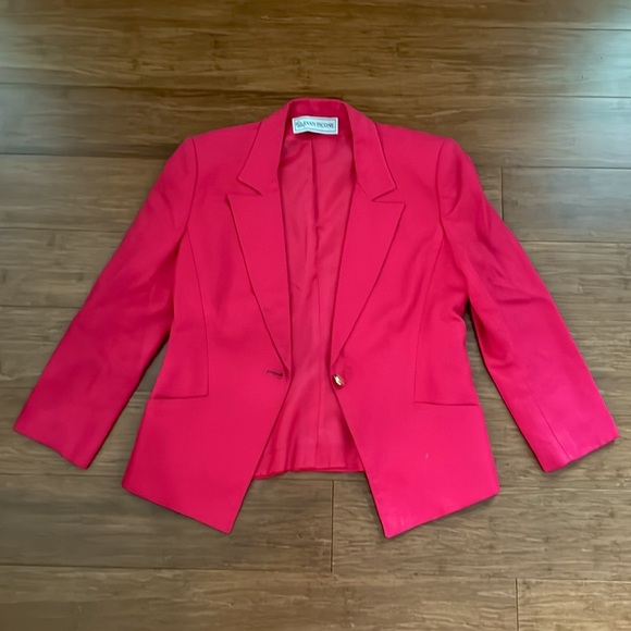 Vintage Evan Picone Suit Jacket Blazer Single Gold Button Hot Pink/Red Women’s 6 - Picture 8 of 8